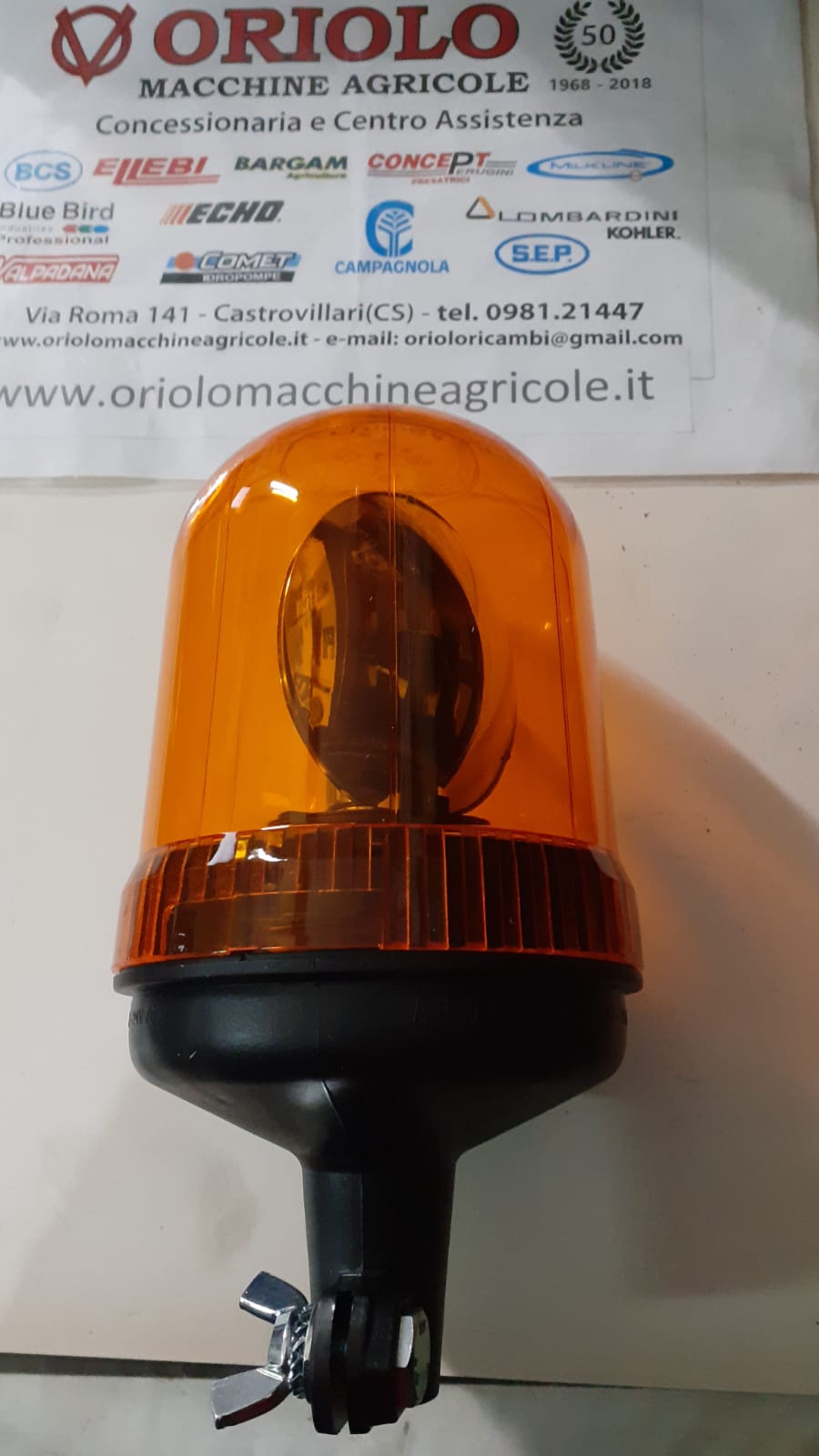 GIROFARO/LAMPEGGIANTE ARANCIO 12V BASE AD ASTA